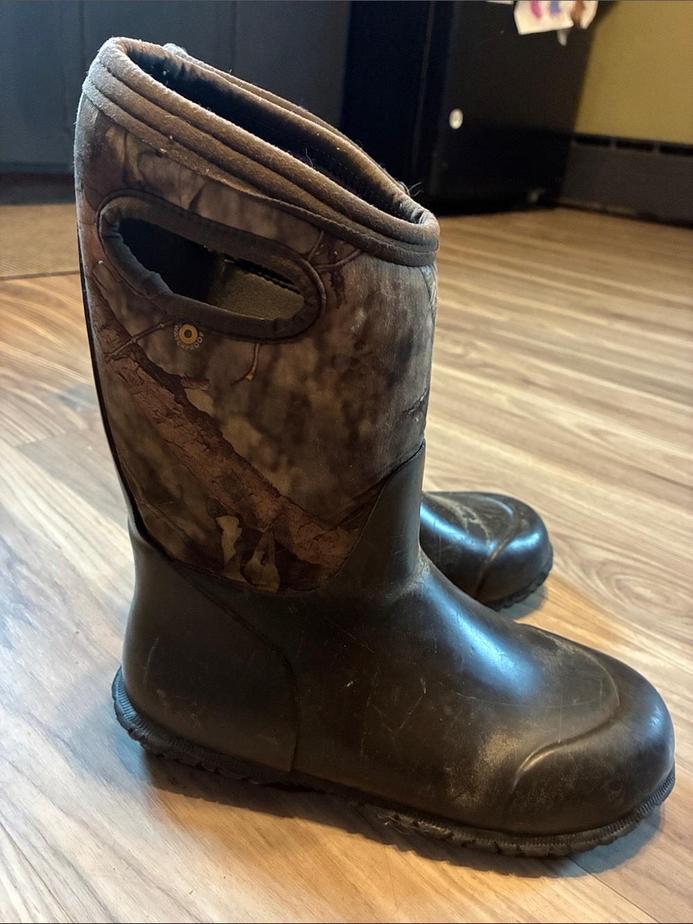 Bogs Kids Brown and Black Camo Waterproof Rain & Snow Boots